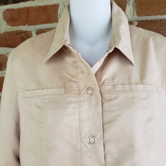 Coldwater Creek Faux Suede Shirt Jacket 10P Petite - Picture 7 of 11